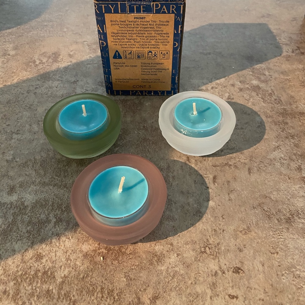 Partylite birds nest tea light trio